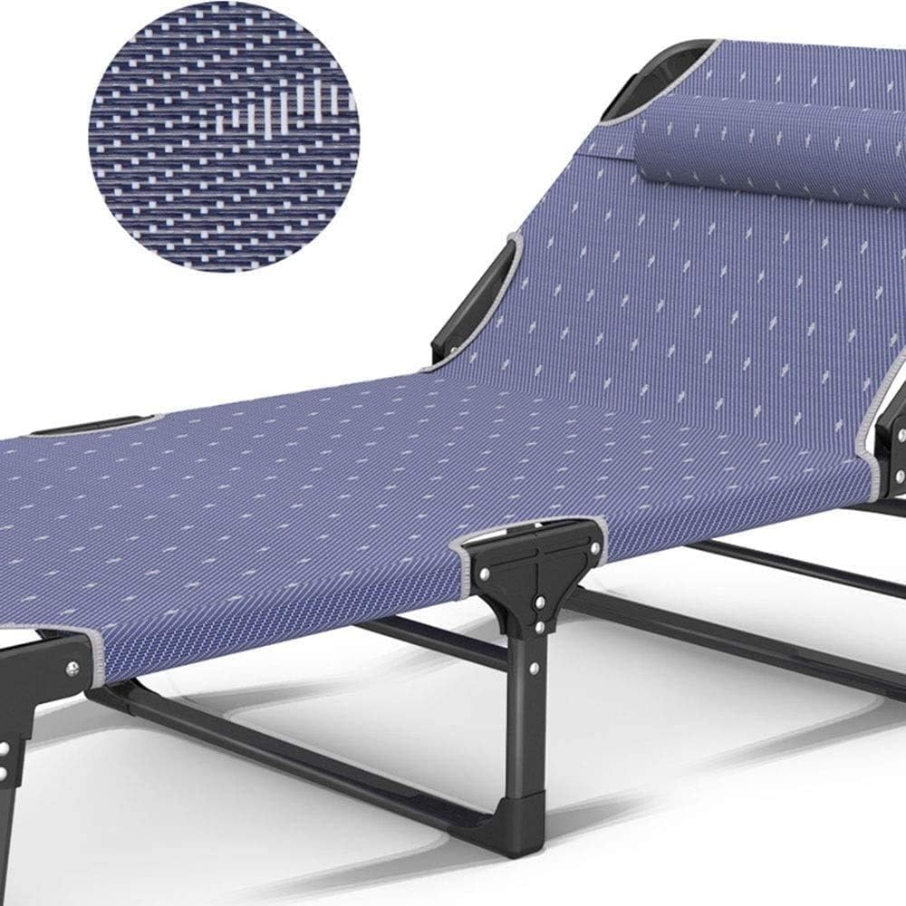 Outdoor Garden Lounge Chair Single Sunbed Household Siesta Deck Office Nap Bed Portable Camp Bed(C)