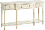 Christopher Knight Home Cally Wood Console Table with Drawers & Bottom Shelf, Narrow Entryway Table with Turned Roman Legs, Traditional Rectangular Wall Table for Living Room Study Hallway, White