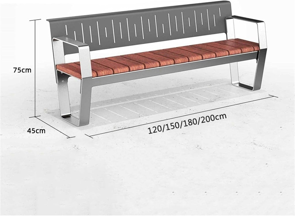 Garden Modern Outdoor Bench with Backrest and Armrests, Suitable for 2-4 People Seat(Large)