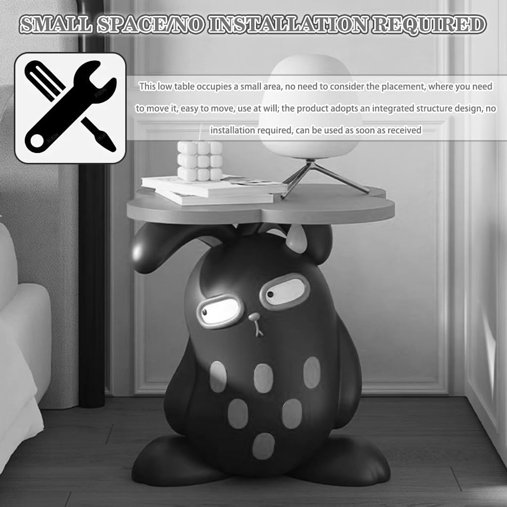 Fashionable Style Funny Rabbit Shape End Table, Living Room Creative Side Table, Floor-Standing Ornaments, Home Decoration(White)