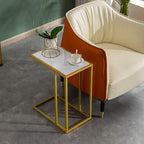 End Table,C Shaped Side Table for Couch,Sofa Table with Metal Frame,Overbed Table for Coffee Drink Snack,Couch Tray Table for Small Spaces,Living Room,Bedroom