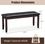 Giantex Dining Room Bench, Traditional Upholstered Table Benches, Hallway PU Leather Bench Entryway Bench, Bedroom Bench for End of Bed, Ottoman Bench (Brown)