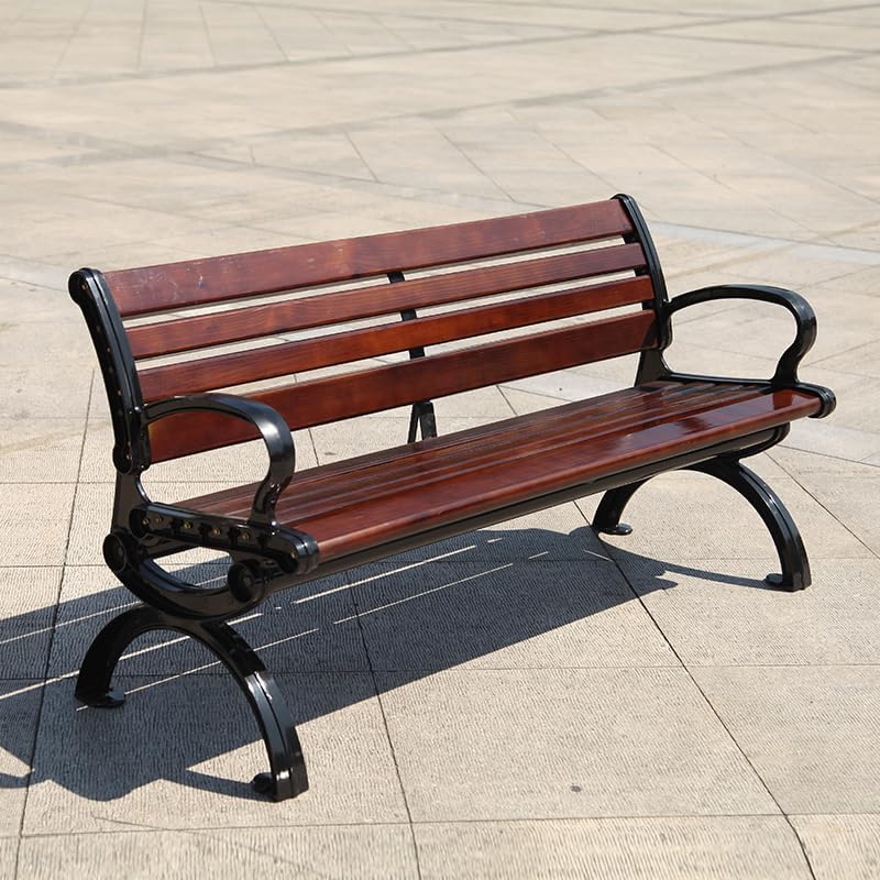 Patio Benches for Outdoors Park Chair Outdoor Bench Courtyard Double Backrest Plastic Wood Leisure Seat Iron Art Garden Benches for Outdoors