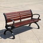 Patio Benches for Outdoors Park Chair Outdoor Bench Courtyard Double Backrest Plastic Wood Leisure Seat Iron Art Garden Benches for Outdoors