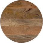 Beaumont Lane 15" Round Solid Mango Wood Side Table, Natural Brown Lacquer Finish, Hand-Carved Detailing, Pedestal Base, Fully Assembled Accent Table for Living Room, Bedroom, or Hallway