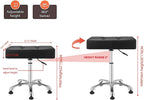 Kaleurrier Heavy Duty Stools with Bell Glides Backless Height Adjustable Stool - Swivel Stool Chair for Counter Bar Office Lab Home Kitchen Classroom Shop Garage(Stationary Casters, Black)