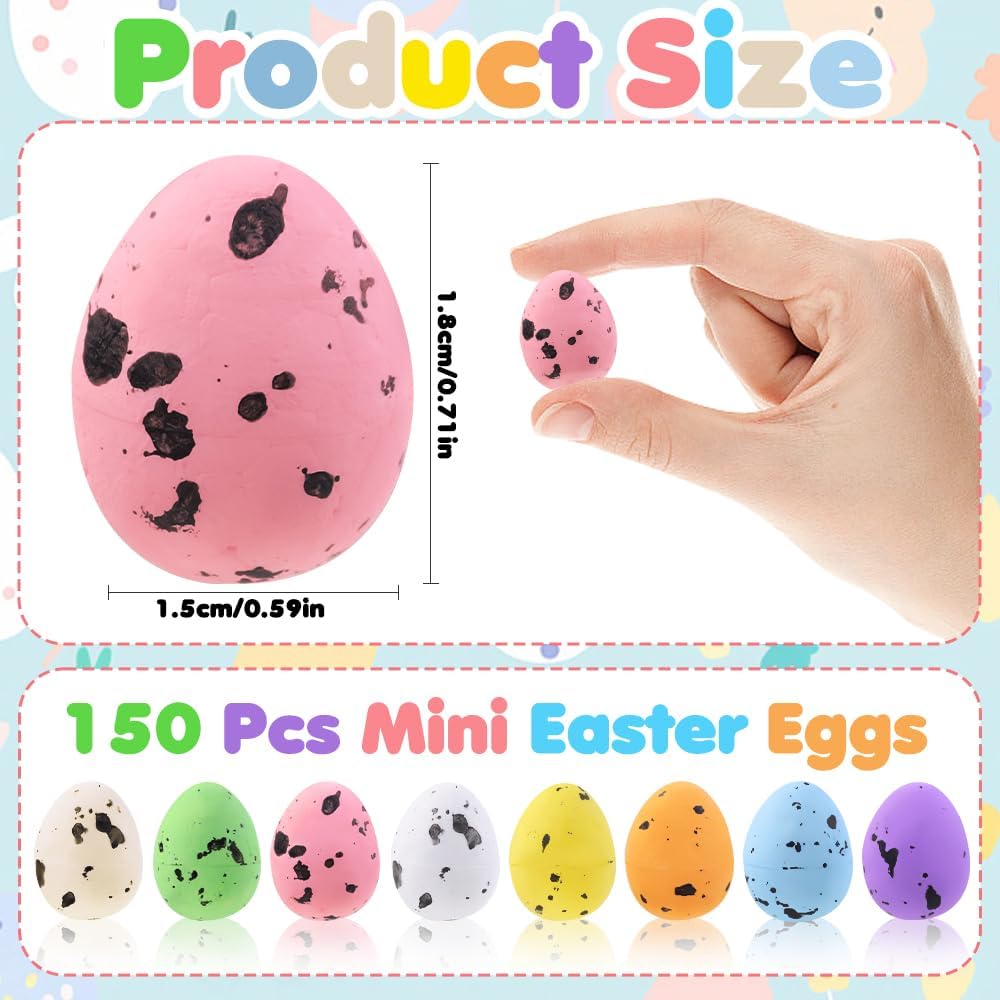 Celltestria 150 Pcs 8 Colors Mini Easter Eggs Artificial Foam Speckled Eggs Small Pastel Decorative Easter Bird Eggs for Basket Fillers Spring Party Favors Wreath Decor Craft Projects