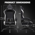 GTPLAYER Gaming Chair, Ergonomic Computer Chair with Footrest and Lumbar Support, High Back Recliner Chair 350lbs, Height Adjustable for Home Office, Black