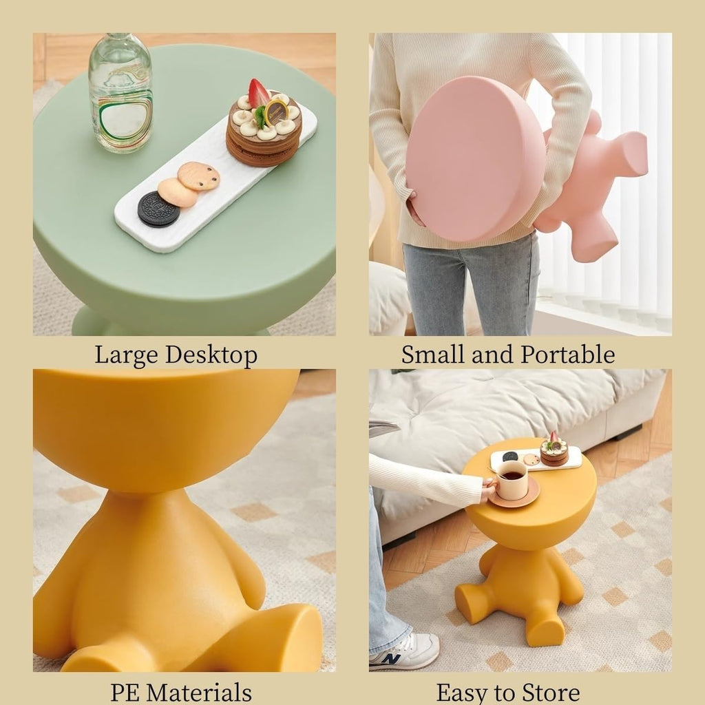Cute Shaped Round Multi Functional Ottoman Aent Table - Side Table/Small Night Stand for Living Room/Bedroom/Kitchen/Bathroom Home Furniture