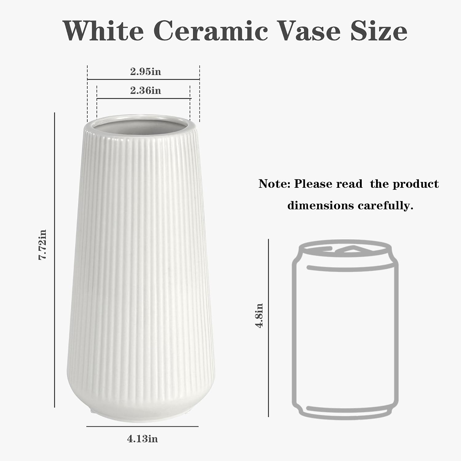 White Ceramic Vase, GUKJOB Small Cute Flower Vase for Pampas Grass, Home, Living Room, Dining Table, Farmhouse, Office Decor, Bedroom, Table, and Kitchen Shelf (White)