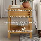 Martin Svensson Home Julian Genuine Oak Wood End Table, 20 Inch Square, Mid Century Modern Side Table with Drawer and Lower Shelf for Living Room, Light Oak Natural