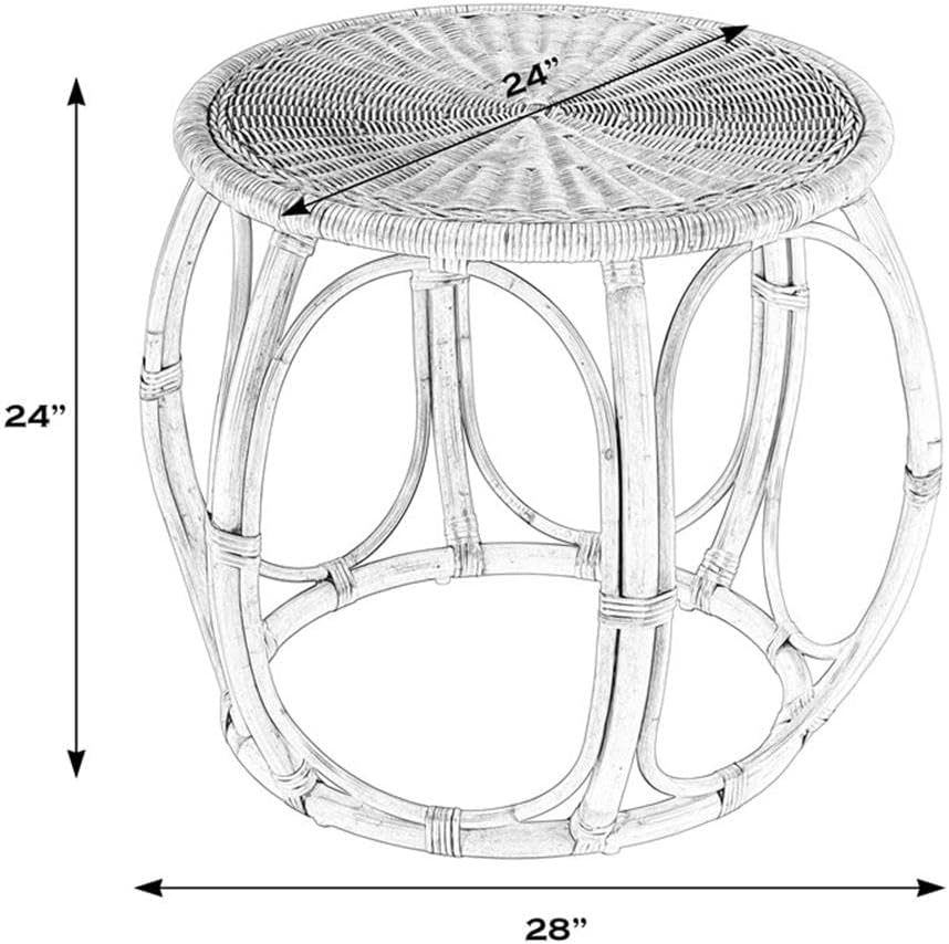 Beaumont Lane Round Woven Rattan End Table, Natural Finish, 28" W x 28" D x 24" H, Durable Rattan Construction, Open Weave Design, Eco-Friendly Living Room, Family Room or Sunroom Side Table