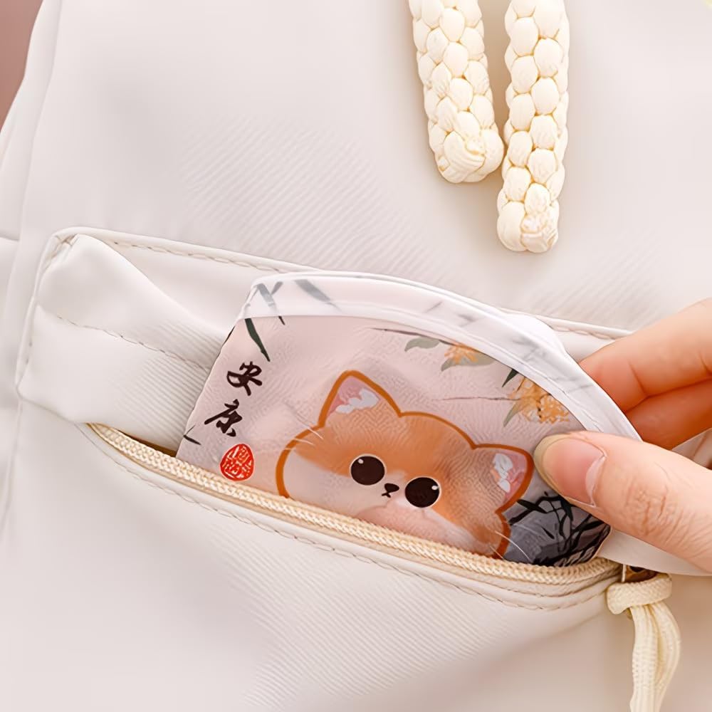 2Pcs Cute Cat Folding Fans, Maneki-Neko Design, 2-in-1 Cooling & Sun Protection, Quiet Portable Handheld Fans with Storage Bag,3.93 x 3.66 Inches Mini Size,Panda + Orange Cat