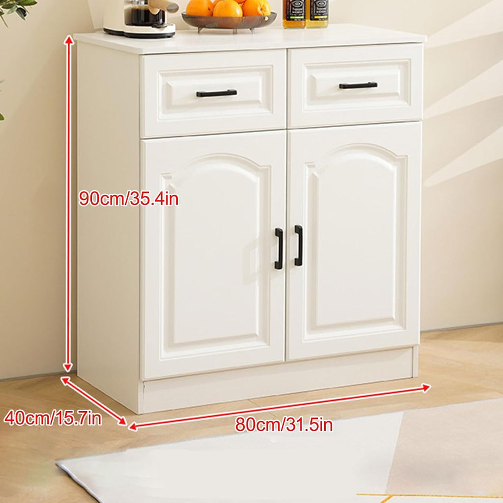 Pantry Storage Cabinet, Modern Hutch with Storage Drawers, Drawers and Adjustable Shelf, Freestanding Kitchen Cupboard, Food Pantry for Living Room, Dining Room