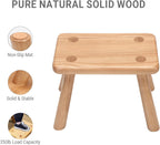100% Wooden Step Stool for Adults - Waterproof Small Step Stool for Bathroom, Anti-Slip & 350lbs Capacity, Wooden Plant Stand & Shoe Changing Bench (Wheat)