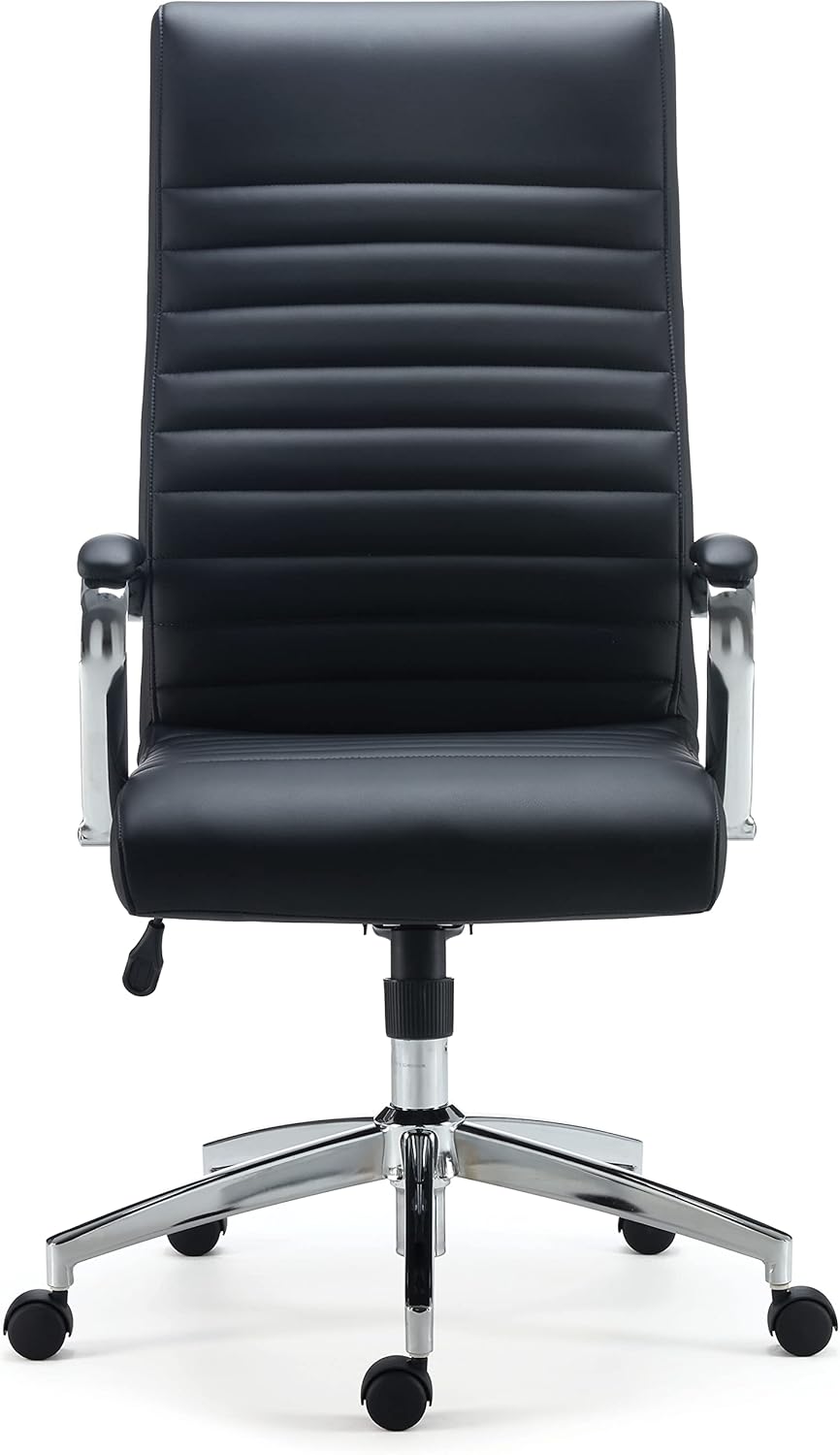 STAPLES Bentura Ergonomic Manager & Executive Office Chair, High Back Swivel, Adjustable Height, Bonded Leather, Black