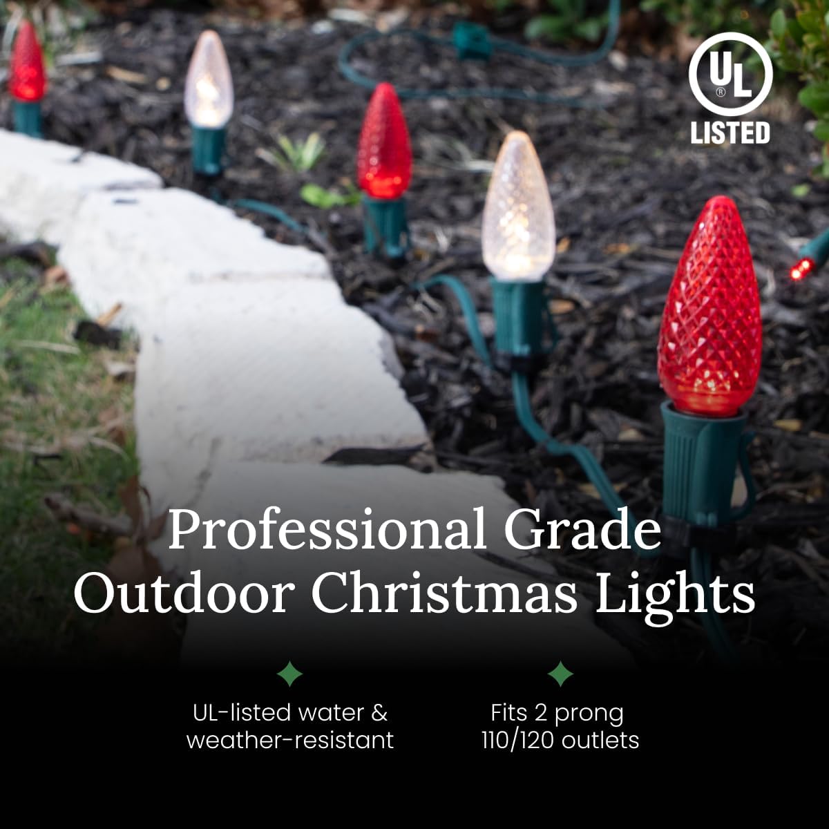 Pro Christmas C9 Light Cord - 250 ft Spool, 500 Bulb Sockets, 6” Spacing, Green Wire - Outdoor Strand for Holiday Decor, Home and Roofline, Foliage (Plugs not Included)