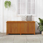 Solid Acacia Wood Patio Storage Box 68.9x31.5x29.5 Inch, Outdoor Garden Storage Bench with Gas-Lift Lid and Waterproof Zippered Bag for Cushions, Tools, and Toys