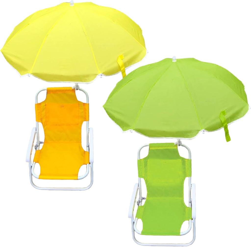 Kids Beach Chair with Umbrella Foldable & Detachable Beach Chair with Canopy, Lightweight and Sturdy Outdoor Seat for Camping, Travel, Lawn, Yellow Camping & Hiking