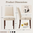 Dining Chairs Set of 4, Modern Dining Room Chairs with Wooden Legs, Upholstered Kitchen Farmhouse Parsons Chairs for Restaurant & Cafe- Beige