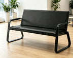 wonline 3-Seat Waiting Room Bench with Armrest PU Leather Office Waiting Room Furniture, Office Guest Seating Lobby Conference Reception Chair for Airport Clinic Hospital