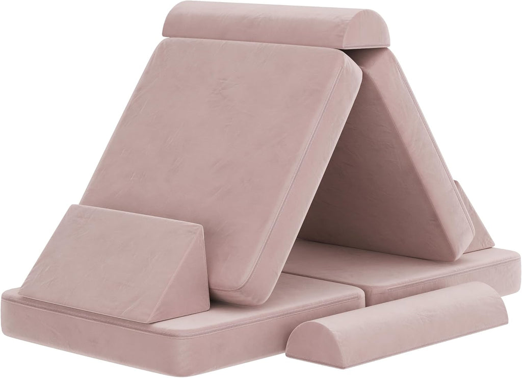 Flash Furniture Marlowe Modular Foam Kids Play Couch, 6 Soft Sectional Sofa Pieces, Convertible Kids Couch, Removable Covers, 56", Blush