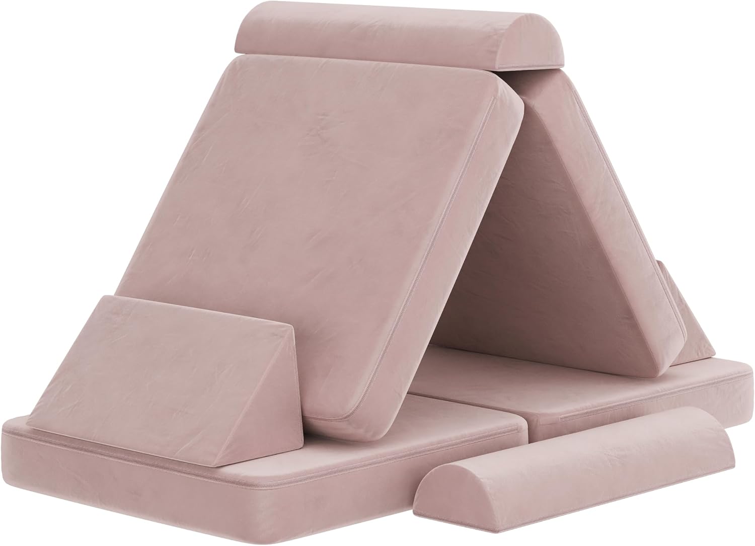 Flash Furniture Marlowe Modular Foam Kids Play Couch, 6 Soft Sectional Sofa Pieces, Convertible Kids Couch, Removable Covers, 56", Blush