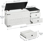 HOOBRO Storage Bench, Toy Box with Dual Drawers and Safe Hinge, Storage Chest with Extra-Long Thick Top, Easy Assembly, for Living Room, Bedroom, White and Black WB212CW01