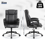 Executive Office Chair with Thicken Armrest, Ergonomic Home Office Desk Chair with Lumbar Support, Upholstered PU Leather Computer Gaming Chair for Home/Office, Black