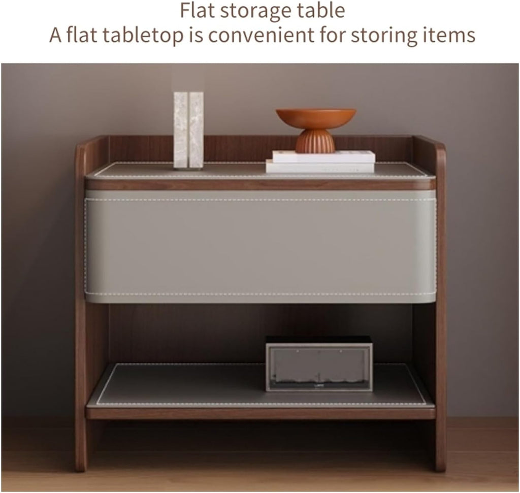 Modern Nightstands with Drawer and Open Storage Shelf Wooden Bedside Table End Table with Storage Sofa Side Table for Indoor Living Room Creative idea(Gray)