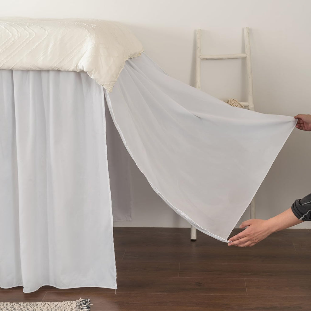 Dorm Room Bed Skirt Twin XL - College Dorm Bed Skirt - Extra Long Dorm Room Bed Skirt 32 Inch Tailored Drop - 100% Microfiber Dorm Room Bedskirts - College Dorm Bed Skirt - White, Twin-XL /32 Drop