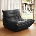 High-end Uncompressed Togo Bean Bag Chair for Adults, Memory Foam Floor Sofa Couch with Soft Fabric, Comfy Fireside Lounge Chair for Living Room, Bedroom, Apartment Microfiber Leather Black