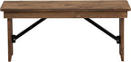 Merrick Lane Tinsley 40" x 12" Antique Rustic Solid Pine Folding Farmhouse Style Bench