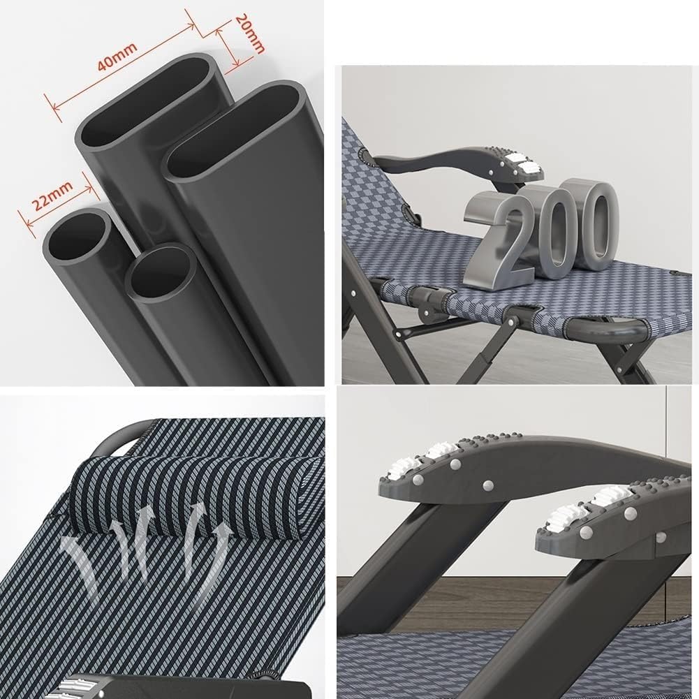 Gravity Chair Folding Portable Reclining Lawn Patio Recliner Lounge ChaiseA Djustable with Headrest(A+Cushion B)