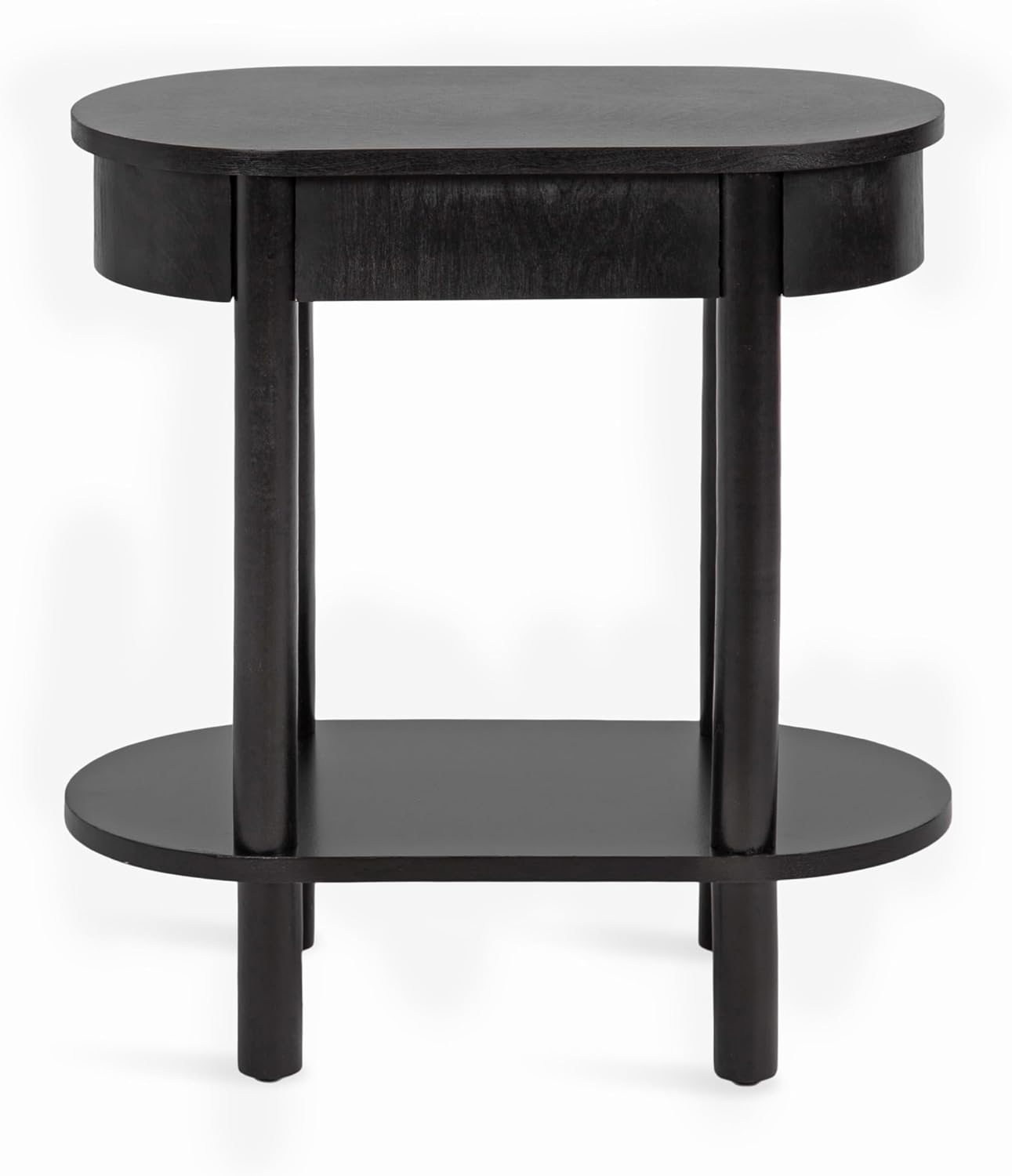 Kate and Laurel Koji Modern Tiered Rectangular Side Table; 22 x 12 x 24; Black; Transitional Two-Tier Wood Capsule End Table with Storage for Use as Bedroom Accent or Indoor Plant Stand