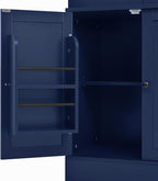 Polibi Freestanding Buffet with Hutch, Tall Kitchen Pantry Cabinet with 4 Drawers, Door Shelves,Glass Doors & Pull-Out Trays, for Dining Room Living Room,47.2x15.7x75inch,Blue