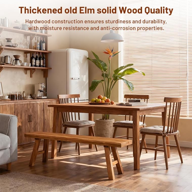 Wooden Bench Indoor Farmhouse Narrow Entryway Bench, Skinny Bench for End of Bed, Entryway Benches, Noddle Wood Bench for Dining Room (39.37in)