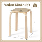 POWERSTONE Wooden Stackable Stools Set of 4, 18" Square Backless Student Chairs w/Non-Slip Pads, Lightweight Stacking Stools for Kitchen, Classroom, Dining Room 330lb Capacity