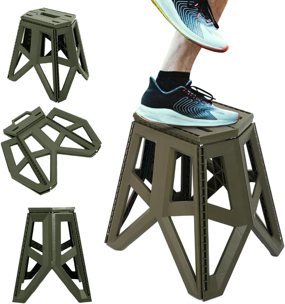 Folding Stool Nonslip Platform Chair | Large Portable Stool for Camping | Collapsible Fold Up Stepping Stool | Compact Plastic Foldable Step Stool for Bathroom | Pack of 1 (Small)