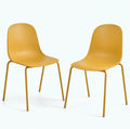 Dining Chairs Set of 2, Plastic Stackable Kitchen Chairs, Modern Indoor/Outdoor Chair with Metal Legs for Dining Room, Kitechen, Cafes, Restaurants (Mustard Yellow)