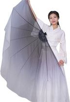 Fishbone Fan 2pcs Fishbone Fan Veil Opening Dance Stage Props Performance Customed Gradient Color Chiffon Large Fans 85cm(Color 22)