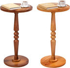 Small Wood Round Side Table - Accent Nightstand Pedestal Table for Living Room, Bedroom - Compact Coffee Table, Tea Table, Drink Table, End Table for Small Spaces, Corners, Office