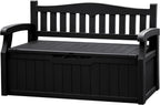 JUMMICO 80 Gallon Resin Outdoor Storage Bench, Large Deck Box with Armrest, Lockable&Waterproof for Garden, Home, Patio, Pools (Black, 80 Gallon)