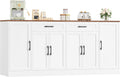BOTLOG 71” Large Buffet Cabinet with Storage, Sideboard Buffet Cabinet with Adjustable Shelves and 6 Soft-Close Doors, Wood Coffee Bar Console Table for Kitchen, Dining Room, White