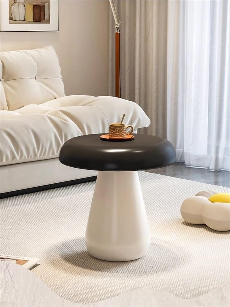 Modern Mushroom Round Side Table - Stylish Wood End Table for Living Room, Bedroom & Balcony - Smooth Finish, Versatile Decor Accent for Contemporary Spaces