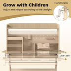 Costzon Kids Desk, Height Adjustable Student Table w/Tilt Desktop, Retractable Book Stand, Hutch, Drawer, Pen Holder, Tray & Scale Ruler, Children Study Desk for Reading Writing Drawing