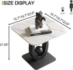 Modern Side Table with Sintered Stone Top, Small End Table with Open Storage Shelf Coffee Table Narrow Bedside Tables for Living Room, Bedroom, Couch, Nightstand(Black2,19.7"x19.7"x21.7")