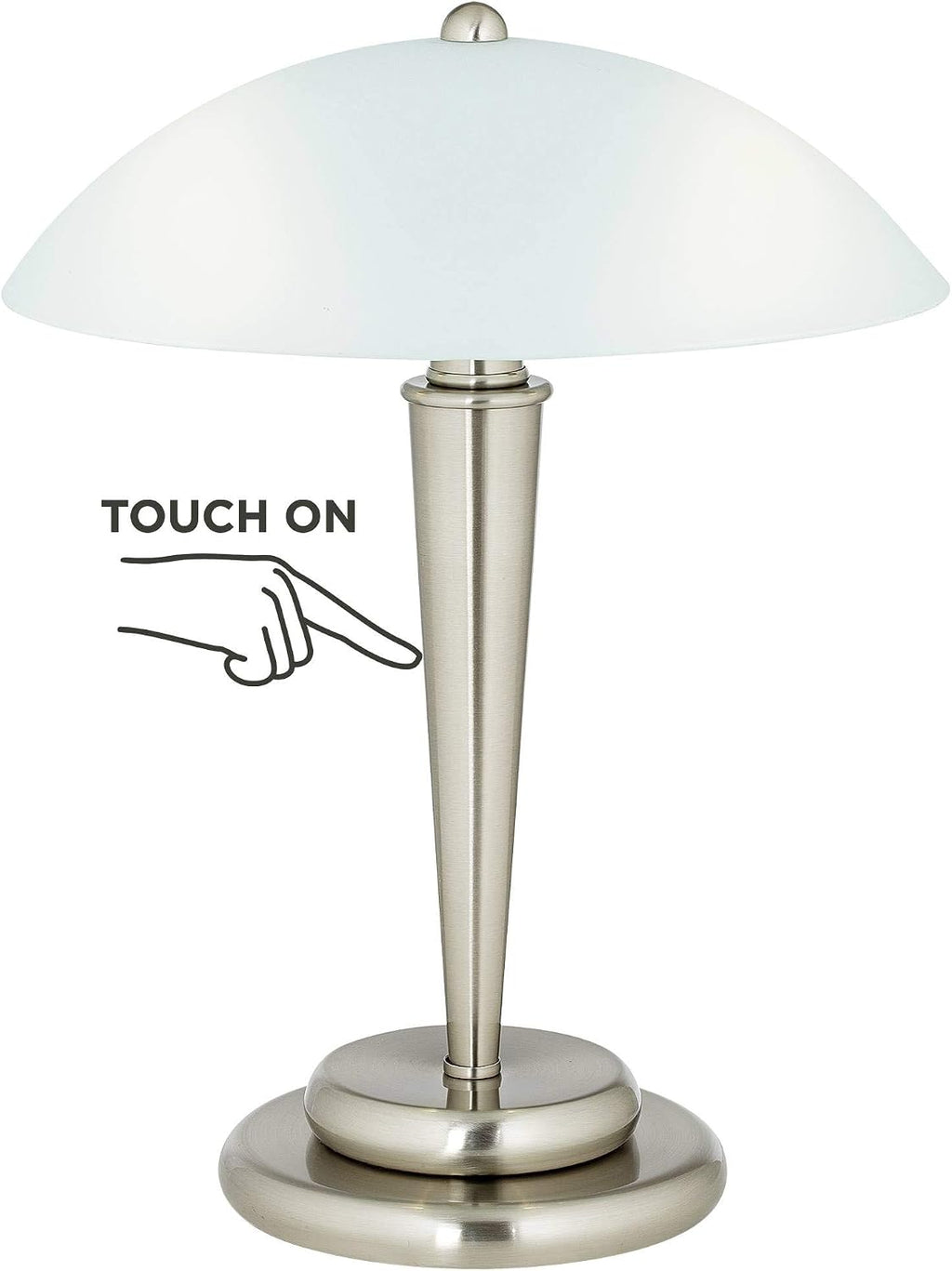 360 Lighting Deco Dome Modern Desk Table Lamp 17" High Touch On Off Brushed Nickel White Frosted Glass Shade for Living Room Bedroom House Bedside Nightstand Home Office Reading Family