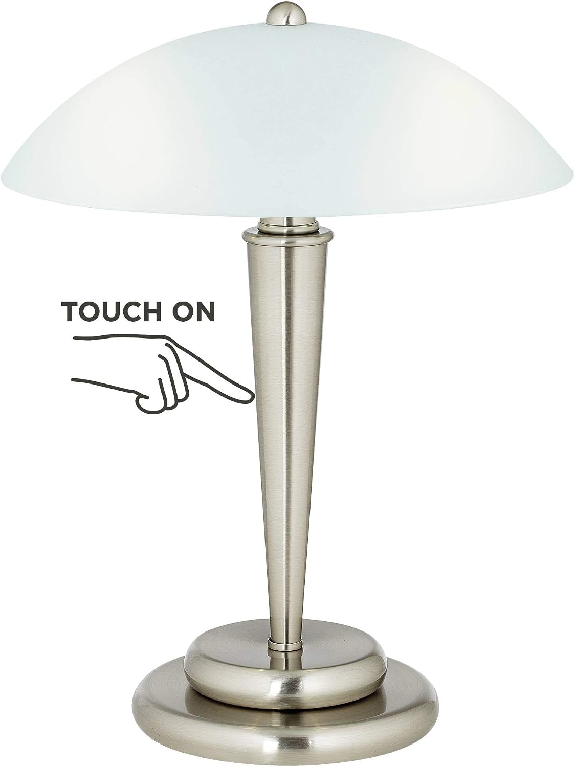 360 Lighting Deco Dome Modern Desk Table Lamp 17" High Touch On Off Brushed Nickel White Frosted Glass Shade for Living Room Bedroom House Bedside Nightstand Home Office Reading Family