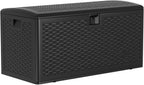Takywep 73 Gallon Rattan Resin Outdoor Storage Deck Box, Waterproof UV Resistant Patio Storage Bench with Lockable Lid, 480 LBS Weight Capacity for Cushions Garden Tools Pool Supplies
